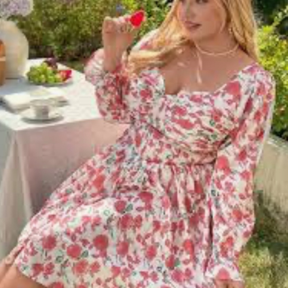 Shein Curve Gorgeous Rose Printed Dress  Size 1X - Picture 3 of 6
